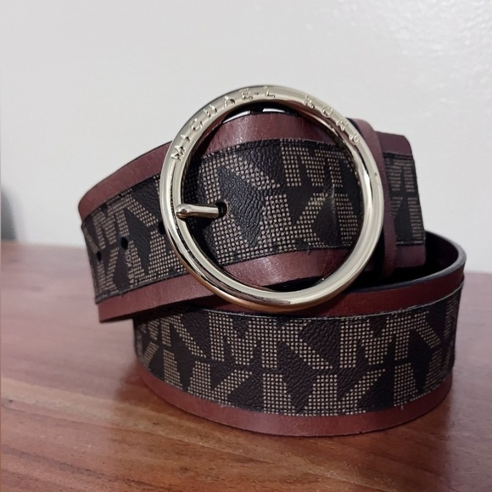 Michael Kors New! Iconic Leather Logo Print Belt